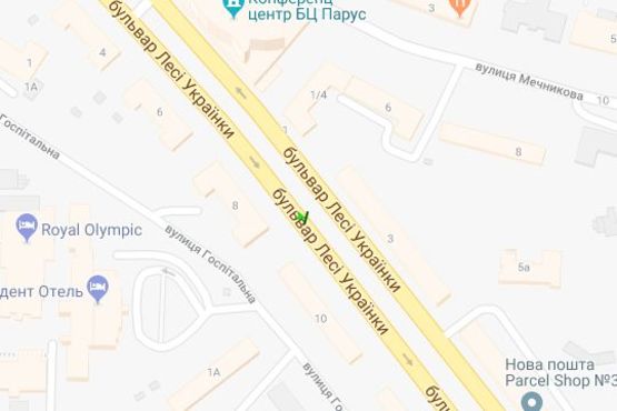 Схема рекламной плоскости по адресу Лесі Українки бульв., 8 (розподільник)