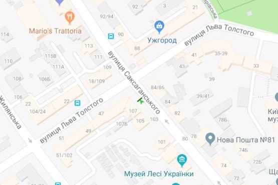 Схема рекламной плоскости по адресу Саксаганського вул., 107/47