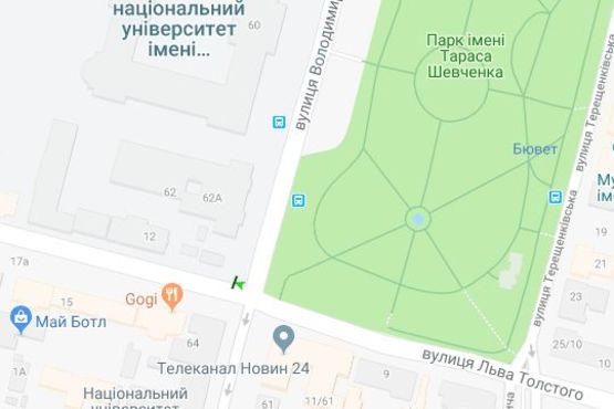 Схема рекламної площини за адресою Льва Толстого вул., ./вул.Володимирська (№1)