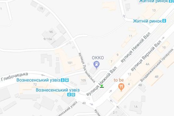 Схема рекламной плоскости по адресу Нижній Вал вул., 3А, бульварна частина Схема рекламной плоскости по адресу Нижній Вал вул., 3А, бульварна частина