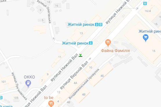 Схема рекламной плоскости по адресу Нижній Вал вул., 11, бульварна частина