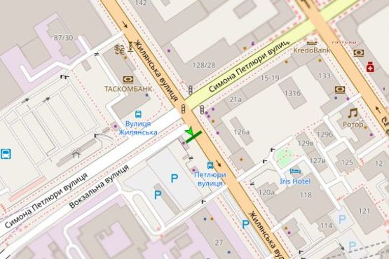 Схема рекламної площини за адресою Жилянська вул., 126 А, напроти