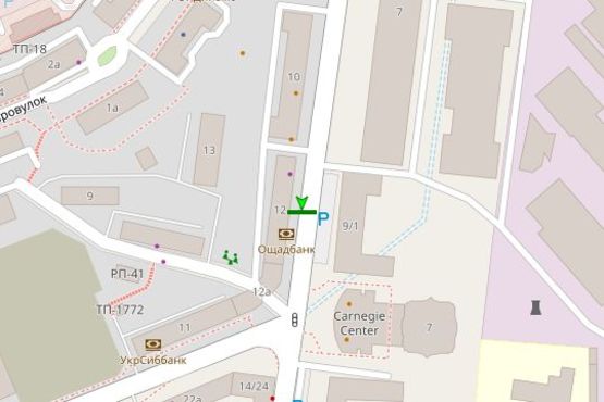 Схема рекламной плоскости по адресу Кловський узвіз, 12