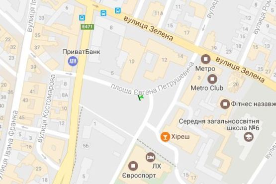 Схема рекламної площини за адресою Євгена Петрушевича пл. Схема рекламної площини за адресою Євгена Петрушевича пл.