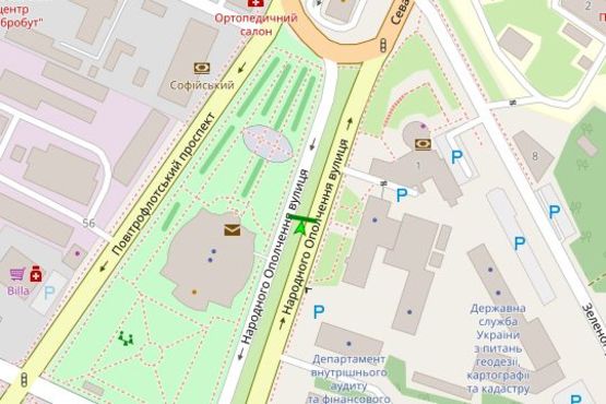 Схема рекламной плоскости по адресу Народного ополчення вул., 5-А, розподілювач