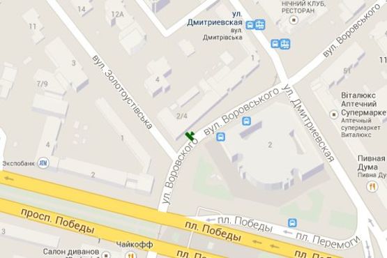 Схема рекламной плоскости по адресу Бульварно-Кудрявська вул. - Перемоги пл., (біля приміщення Національного цирку України)