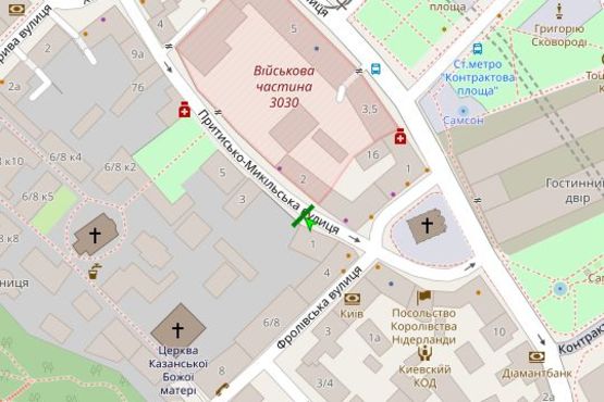 Схема рекламної площини за адресою Притисько-Микільська вул., 1