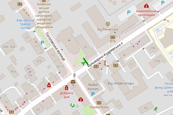Схема рекламної площини за адресою Бульварно-Кудрявська вул., 26