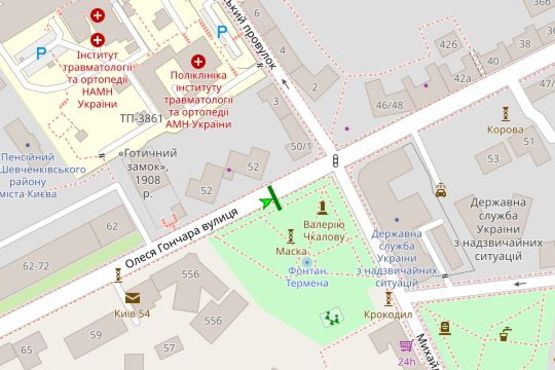 Схема рекламной плоскости по адресу Олеся Гончара вул., 52, навпроти Схема рекламной плоскости по адресу Олеся Гончара вул., 52, навпроти