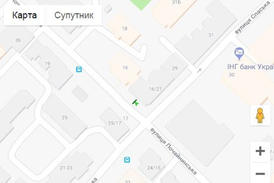 Схема рекламної площини за адресою Почайнинська вул., 16/27