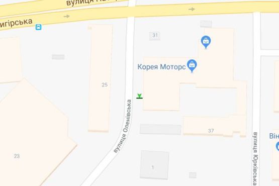 Схема рекламної площини за адресою Оленівська вул., 25 навпроти Схема рекламної площини за адресою Оленівська вул., 25 навпроти