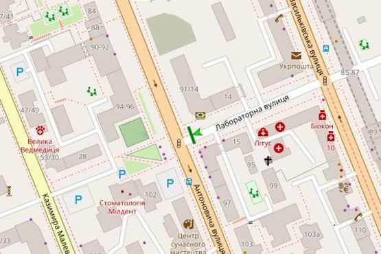Схема рекламної площини за адресою Лабораторна вул., 14/91