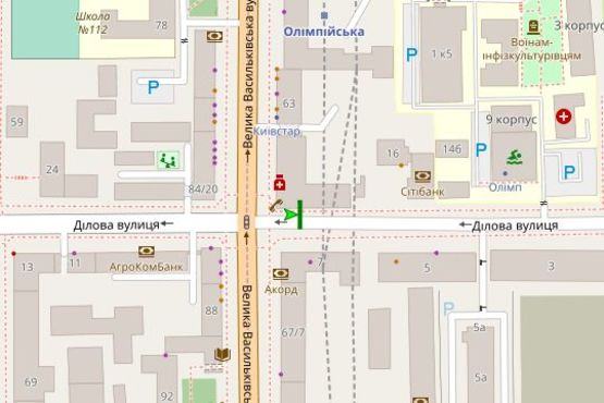 Схема рекламной плоскости по адресу Ділова вул., 18