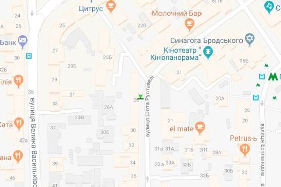 Схема рекламной плоскости по адресу Шота Руставелі вул., 26