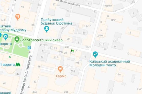 Схема рекламной плоскости по адресу Прорізна вул., 23
