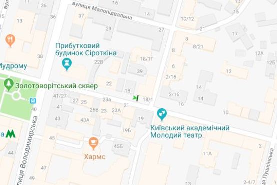 Схема рекламной плоскости по адресу Прорізна вул., 18/1 Схема рекламной плоскости по адресу Прорізна вул., 18/1