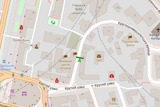 Схема рекламної площини за адресою Круглоуніверситетська вул., 4