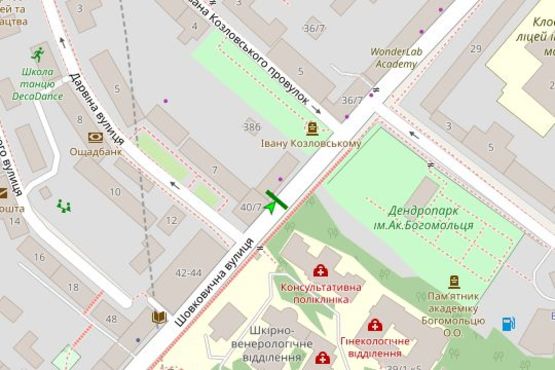 Схема рекламної площини за адресою Шовковична вул., 38