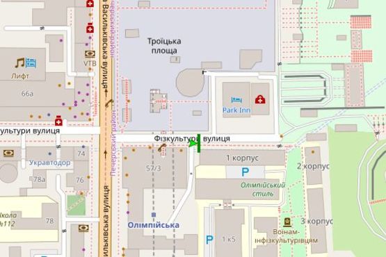 Схема рекламної площини за адресою Фізкультурна вул., 1 №1