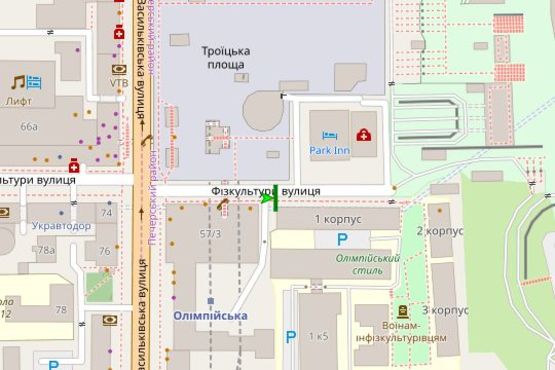 Схема рекламної площини за адресою Фізкультурна вул., 1 №1