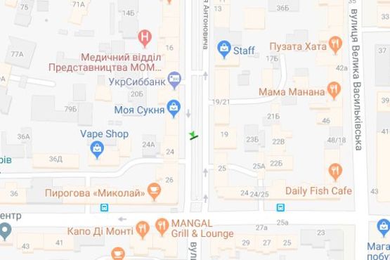 Схема рекламной плоскости по адресу Антоновича вул. (Горького вул.), 24 бульварна частина Схема рекламной плоскости по адресу Антоновича вул. (Горького вул.), 24 бульварна частина