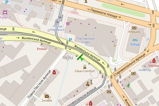 Схема рекламной плоскости по адресу Жилянська вул., . напроти напроти універмагу Україна №1