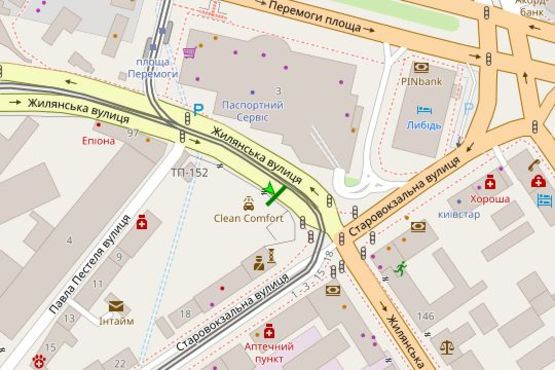 Схема рекламної площини за адресою Жилянська вул., . напроти напроти універмагу Україна №2