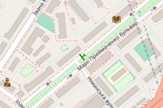 Схема рекламной плоскости по адресу Марії Приймаченко бульв., , 3, бульварна частина