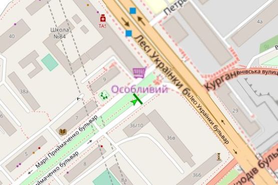 Схема рекламної площини за адресою Марії Приймаченко бульв., , 10/36 бульварна частина