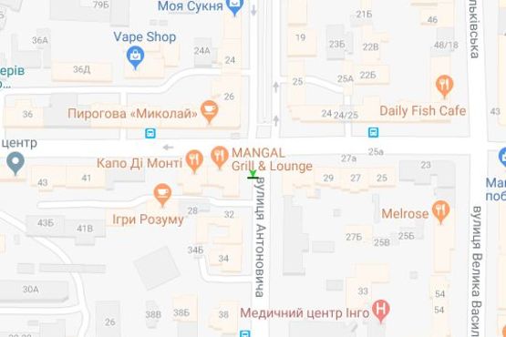 Схема рекламной плоскости по адресу Антоновича вул. (Горького вул.) - Саксаганського вул., 33 Схема рекламной плоскости по адресу Антоновича вул. (Горького вул.) - Саксаганського вул., 33