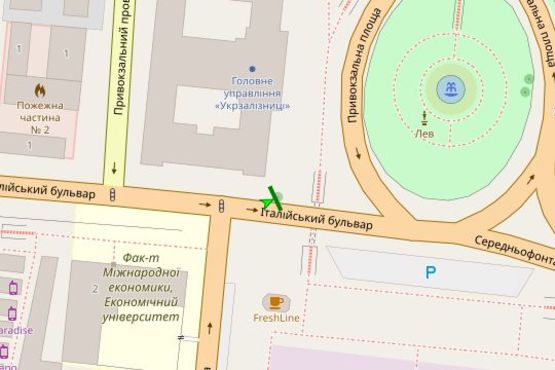 Схема рекламної площини за адресою Привокзальна пл. - Старосінна вул. - Італійський бульв., (ПОЛІТИКА НІ)