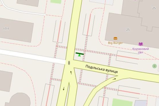 Схема рекламної площини за адресою Кам`янецька вул. - Подільська вул.