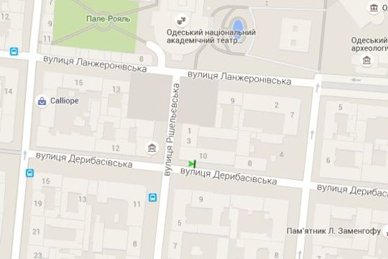 Схема рекламної площини за адресою Дерибасівска вул., 10 - Рішельєвська вул.