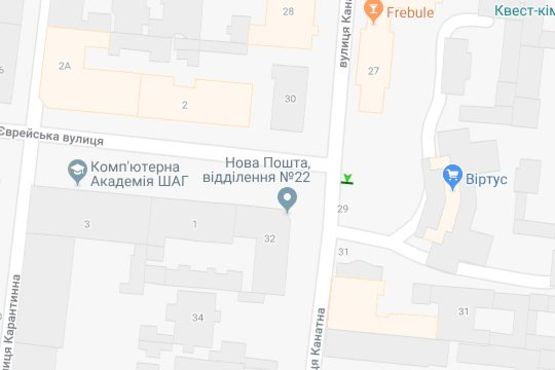 Схема рекламной плоскости по адресу Канатна вул., 29 - Єврейска вул.