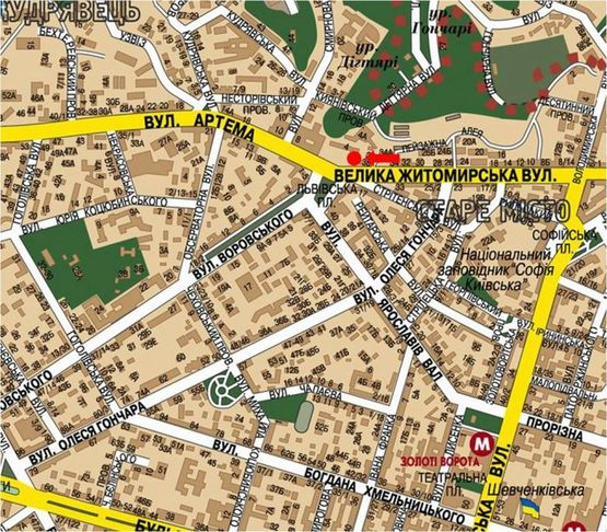 Схема рекламной плоскости по адресу Б. Житомирская ул., 40, возле гастронома, в сторону Сечевых Стрельцов ул. (бывш. Артема ул.)