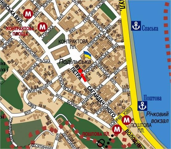 Схема рекламной плоскости по адресу Сагайдачного ул., 22, в сторону Контрактовая пл. (№3)