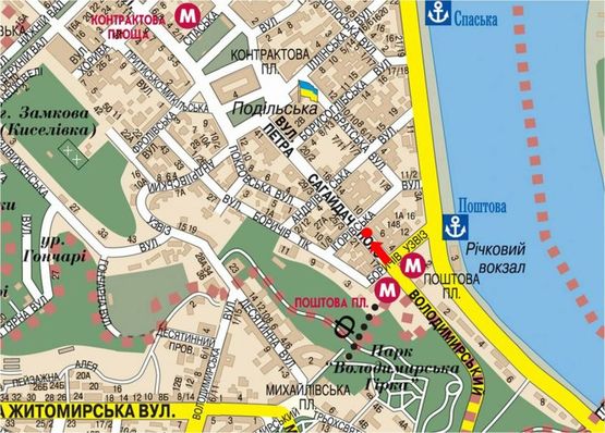 Схема рекламної площини за адресою Сагайдачного ул., 8, в сторону Контрактовая пл., (№2)