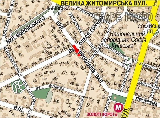 Схема рекламної площини за адресою Ярославов Вал ул., 19, напротив отеля "Рэдиссон", в сторону Владимирская ул.