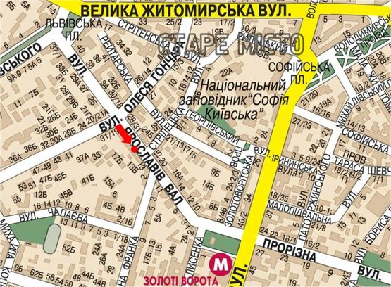 Схема рекламної площини за адресою Ярославов Вал ул., 15, в сторону Владимирская ул.