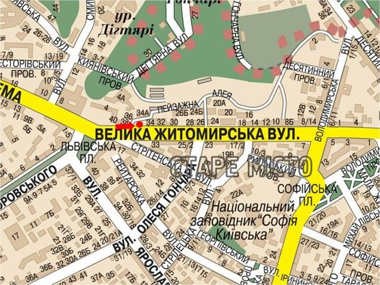 Схема рекламной плоскости по адресу Б. Житомирская ул., 34-А, в сторону Владимирская ул.