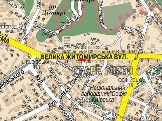 Схема рекламної площини за адресою Б. Житомирская ул., 23 / Гончара ул., светофор, в сторону Владимирская ул. Схема рекламної площини за адресою Б. Житомирская ул., 23 / Гончара ул., светофор, в сторону Владимирская ул.