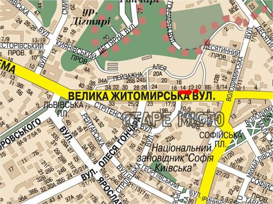 Схема рекламной плоскости по адресу Б. Житомирская ул., 10, в сторону Владимирская ул.