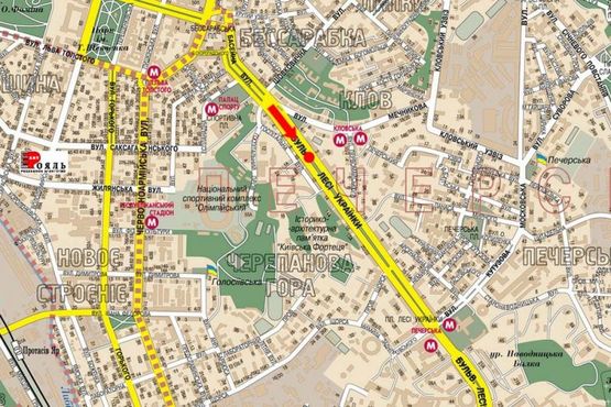 Схема рекламної площини за адресою Украинки бул., 3, (бульвар)