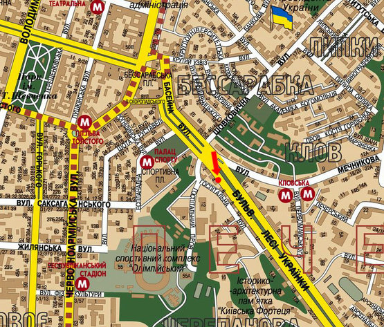 Схема рекламної площини за адресою Украинки бул., 4