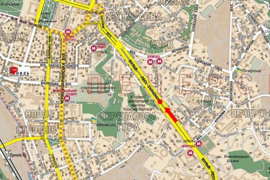 Схема рекламної площини за адресою Украинки бул., 9, (бульвар)