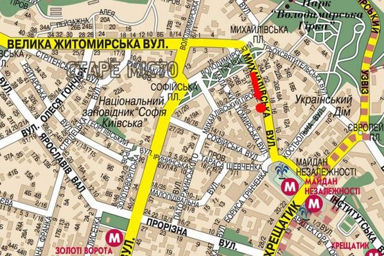 Схема рекламной плоскости по адресу Михайловская ул., 13, "Universal Bank", 100м до Независимости пл.