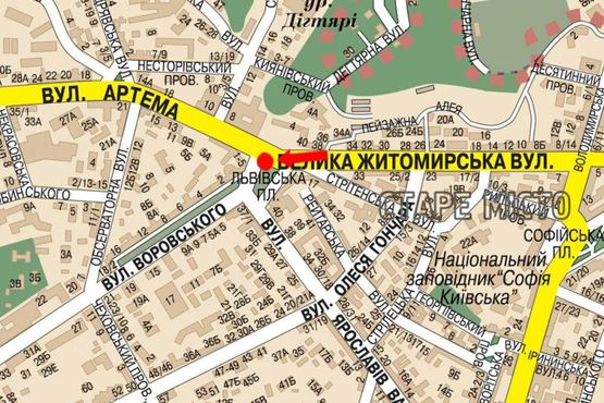 Схема рекламной плоскости по адресу Львовская пл., 8Б, напротив, из центра