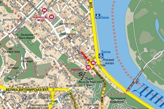 Схема рекламной плоскости по адресу Сагайдачного ул., 4, в сторону Почтовая пл.