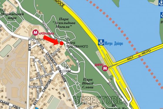 Схема рекламної площини за адресою Парковая дорога ул., 50 м от Первозванного пл., в сторону Первозванного пл.