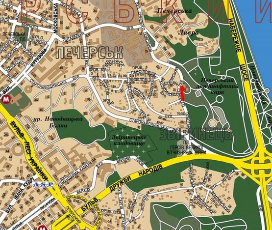 Схема рекламной плоскости по адресу Лаврская ул., 33, в сторону Киево-Печерской лавры